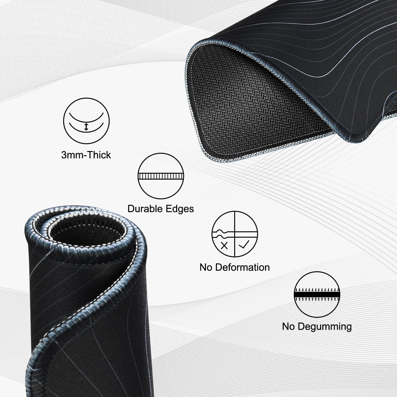 JIKIOU 3 Pack Mouse Pad with Stitched Edge,Portable Size-10.2x8.3in Contour image 4