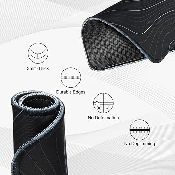 JIKIOU Mouse Pad with Stitched Edge, Comfortable Mouse Pads with Non-Slip Rubber Base, Washable Mousepads Bulk with Smooth Cloth, Mouse Pads for Computers Laptop Mouse 10.2x8.3x0.12inch Contour