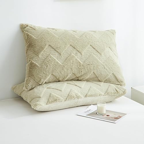 Miniatura 7 de Sedefen Juego de funda de edredón mullida de lujo, tamaño Queen, 3 piezas, de piel sintética, súper suave, verde, bohemio, patrón geométrico, de