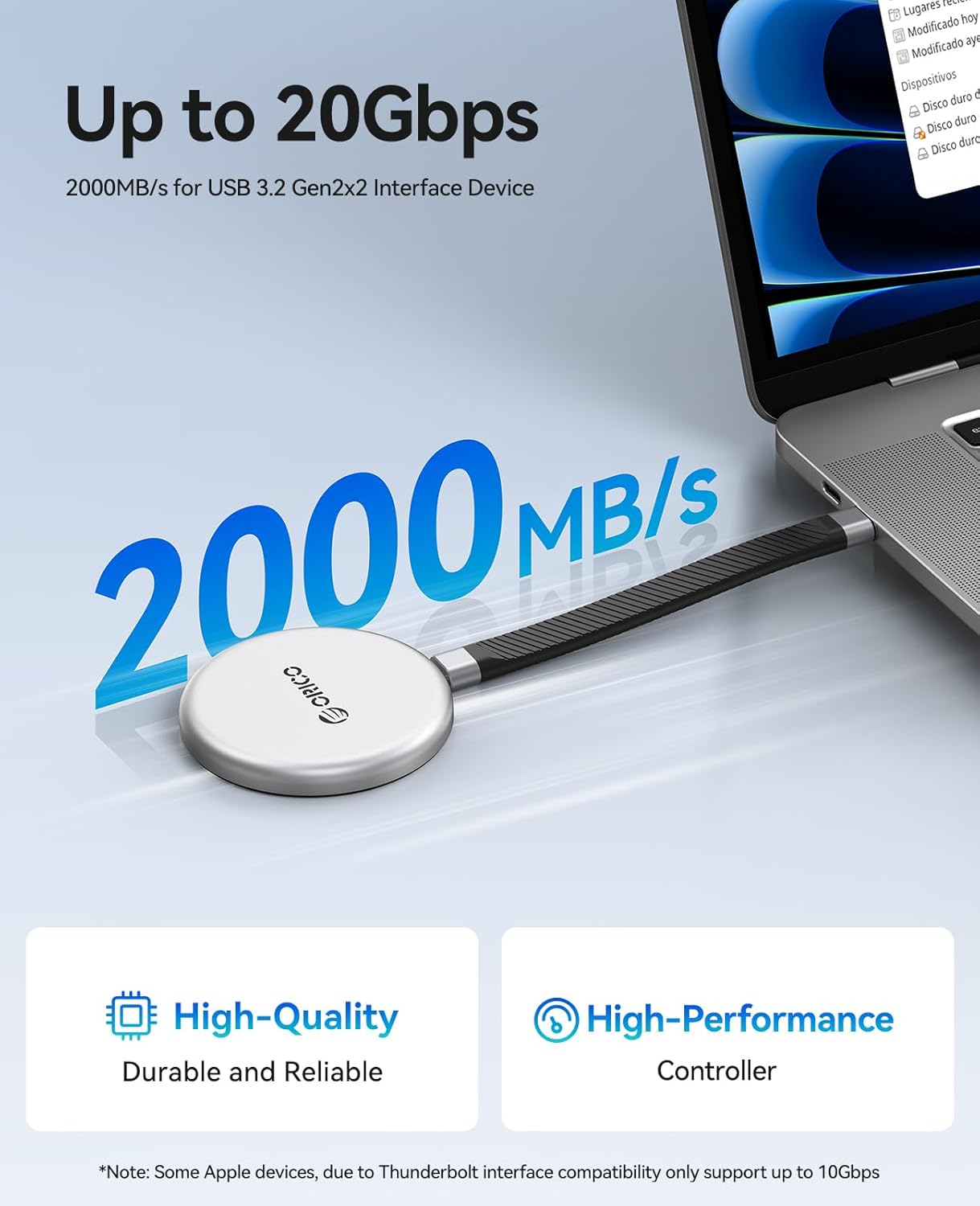 ORICO 512GB Magnetic Portable SSD Up to 2000MB/s, External Solid State Drive Compatible with MagSafe for USB-C Smartphone, Shoot in ProRes with iPhone 17 Pro/Pro Max, iPhone 16 Pro/Pro Max - KR20mini