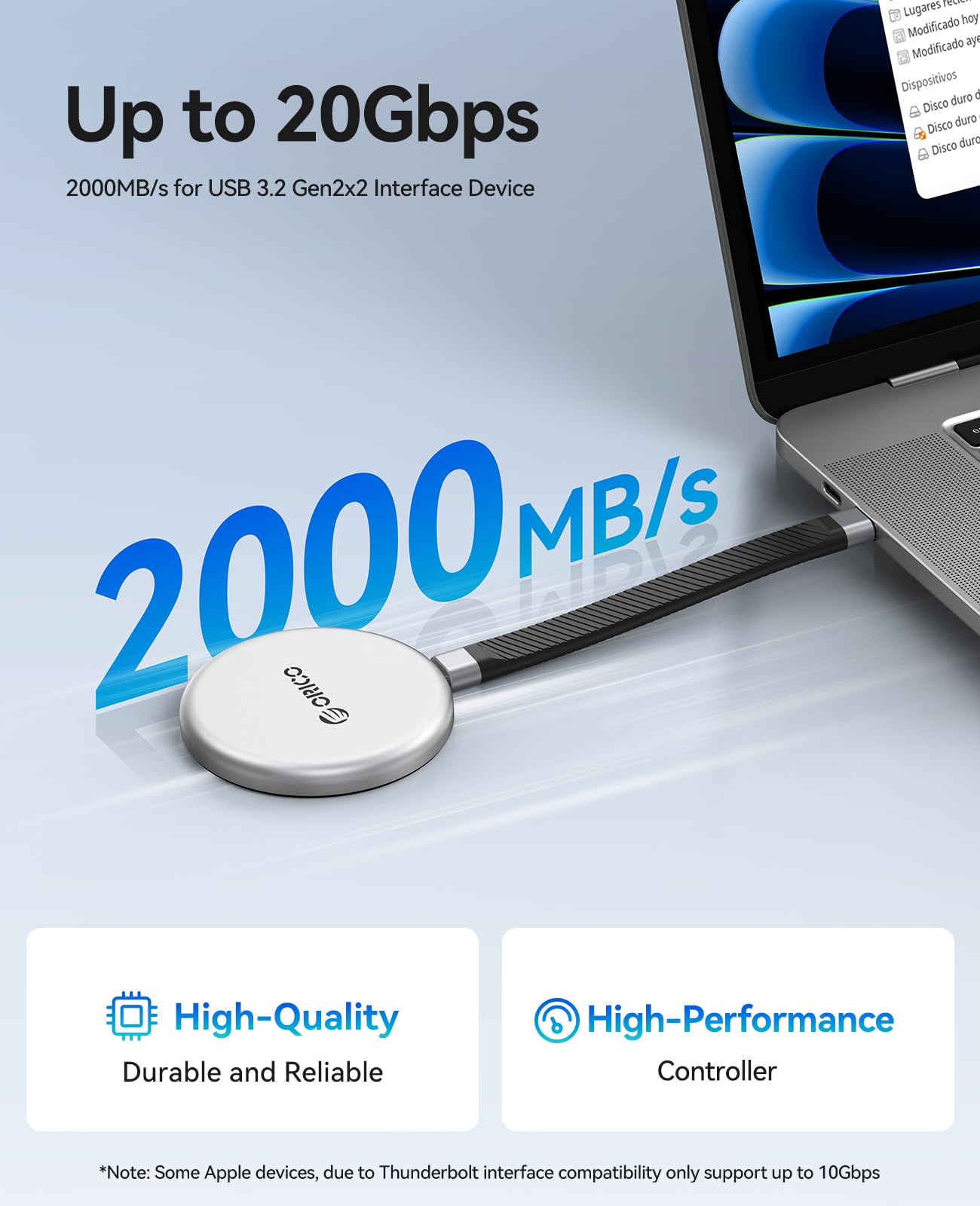 ORICO 2 TB SSD Esterne Magnetica Portatile fino a 2000 MB/s, Hard Disk Esterno SSD Compatibile con MagSafe per Smartphone USB‑C, Ripresa in ProRes con iPhone 17 Pro/Pro Max – KR20mini