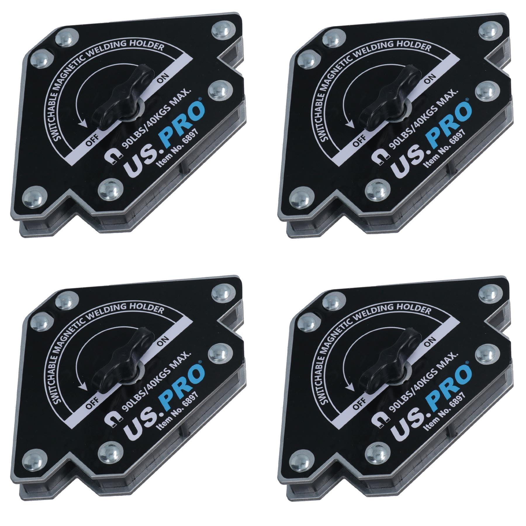 AB Tools 90lb Switchable On Off Magnetic Magnet Welding Holder Support 3 Angles 4pc