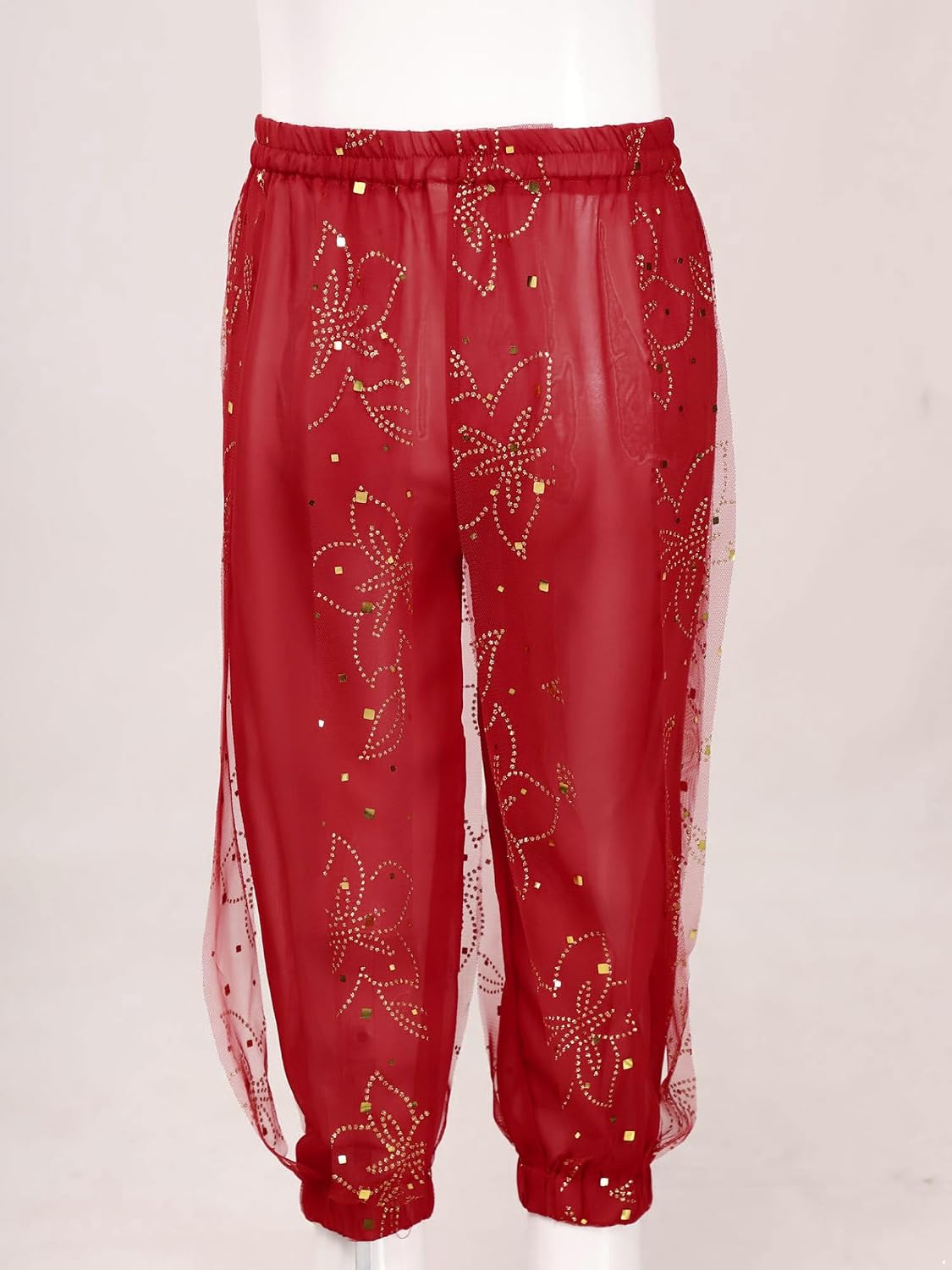 Linjinx Kids Girls Shiny Floral Print India Belly Dance Bloomer India Arabian Harem Pants Hippie Performance Trousers