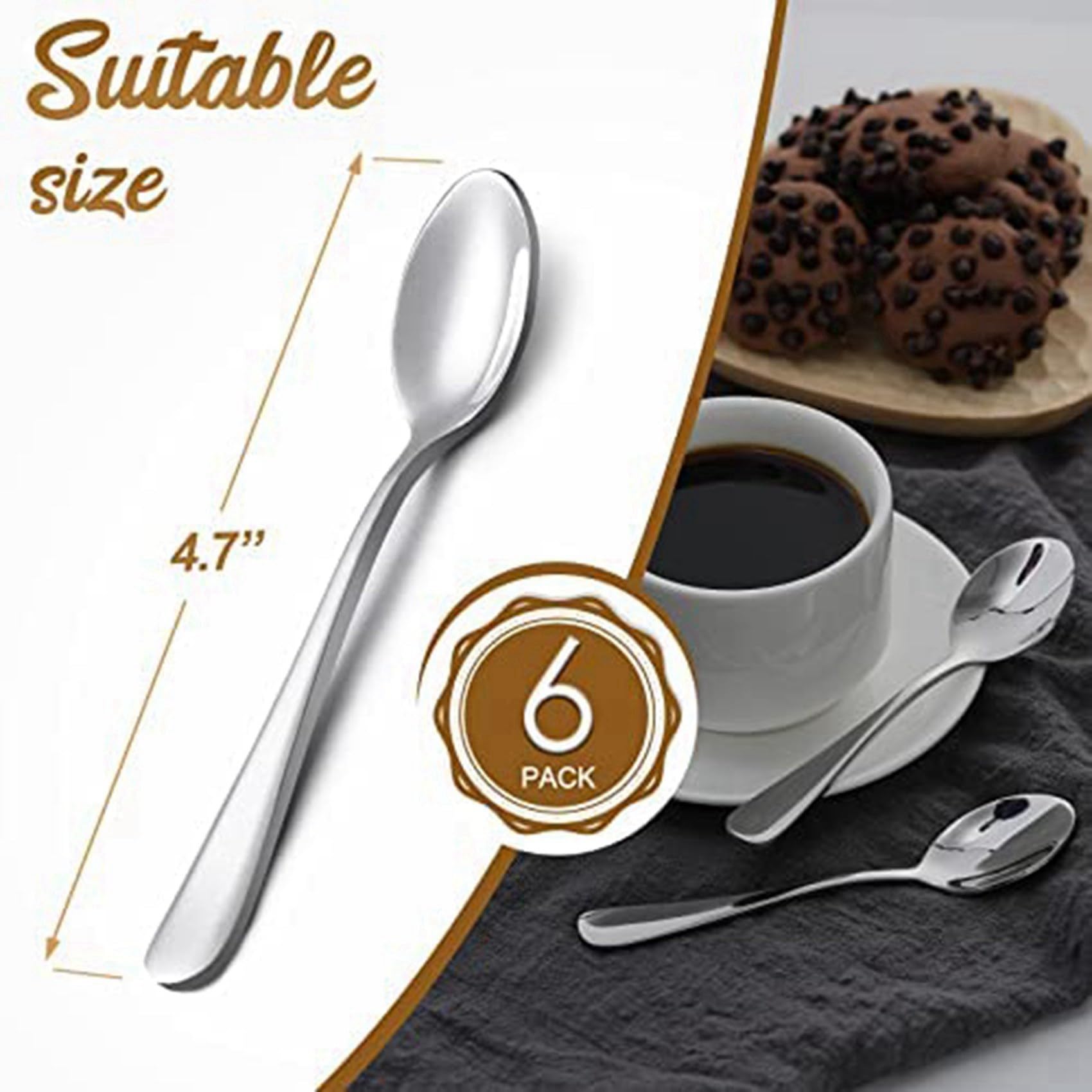 60 Pièces de Cuillère à, Mini Cuillère à Café en Acier Inoxydable de 4,7 Pouces Cuillère à Dessert