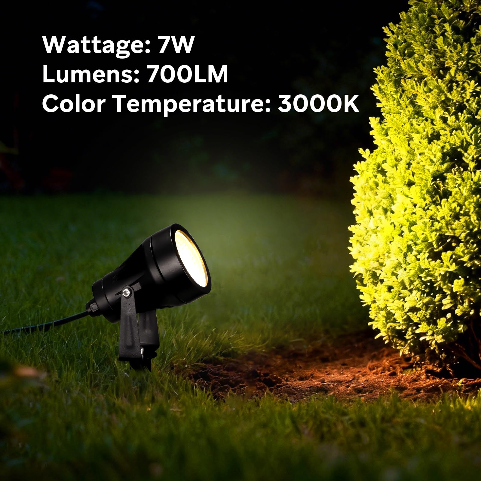 2 Pezzo Faretti da Giardino con Picchetto di Alimentazione 7W 700LM, Luci LED, Illuminazione per Giardino Impermeabile IP65, Faretto 220V 3000K Adatto per Pareti, Terrazze, Piante, Cavo da 2,5M