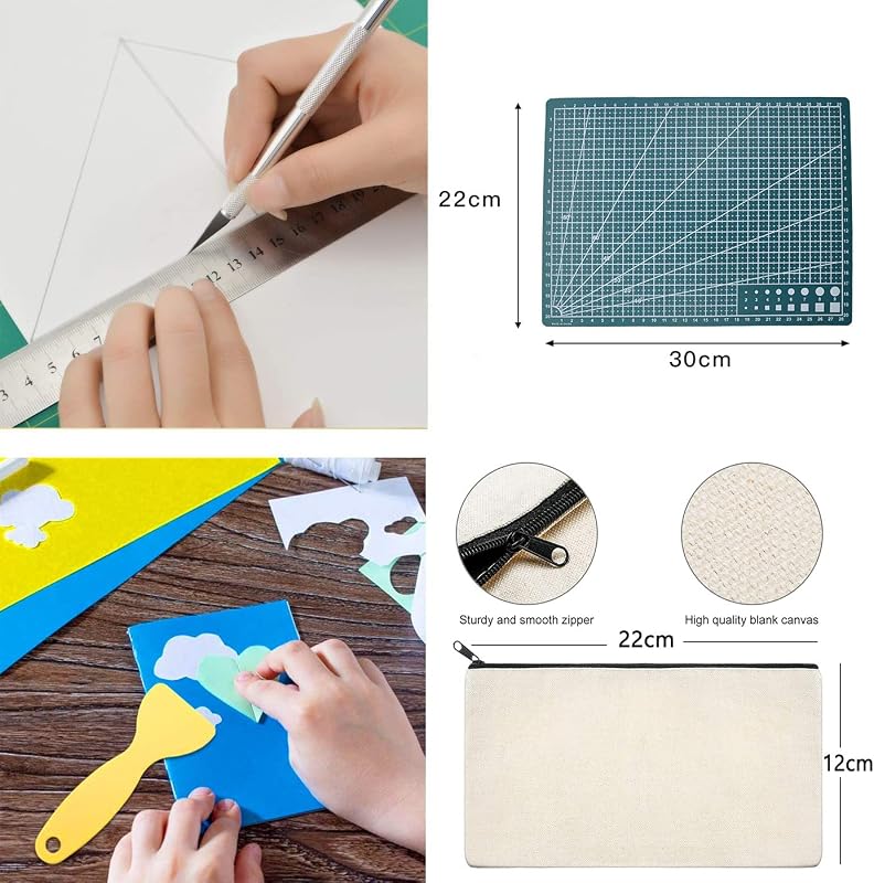 Chedin 26 részes plotter kiegészítő készlet - Vinyl kivágó eszközök, skalp kések, spatula, vonalzó - DIY barkács szett tárolótáskával