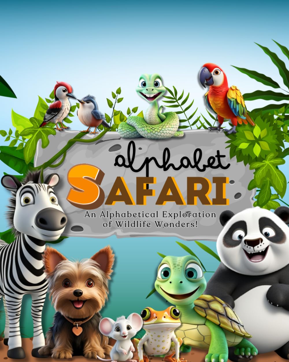Alphabet Safari: An Alphabetical Exporation of Wildlife Wonder (a-z animals, cats, dogs, bugs, birds, dinosaurs, flowers, ocean animals, reptiles, vehicles)