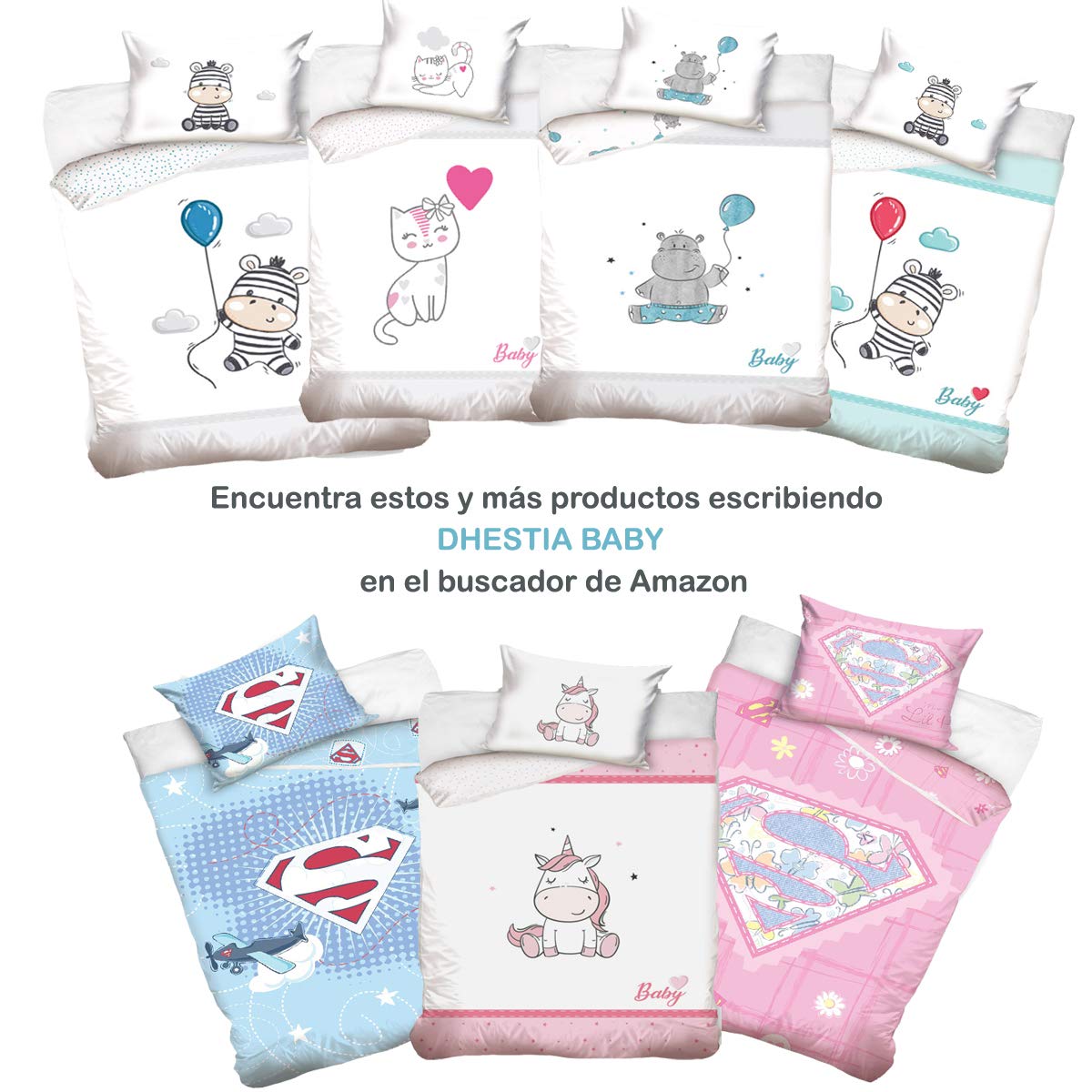 DHestia Baby - Edredón Relleno Nórdico 350gr/m2 para Cuna de 60x120 y Cuna de 70x140. Tratamiento Antibacteriano y Antialérgico.
