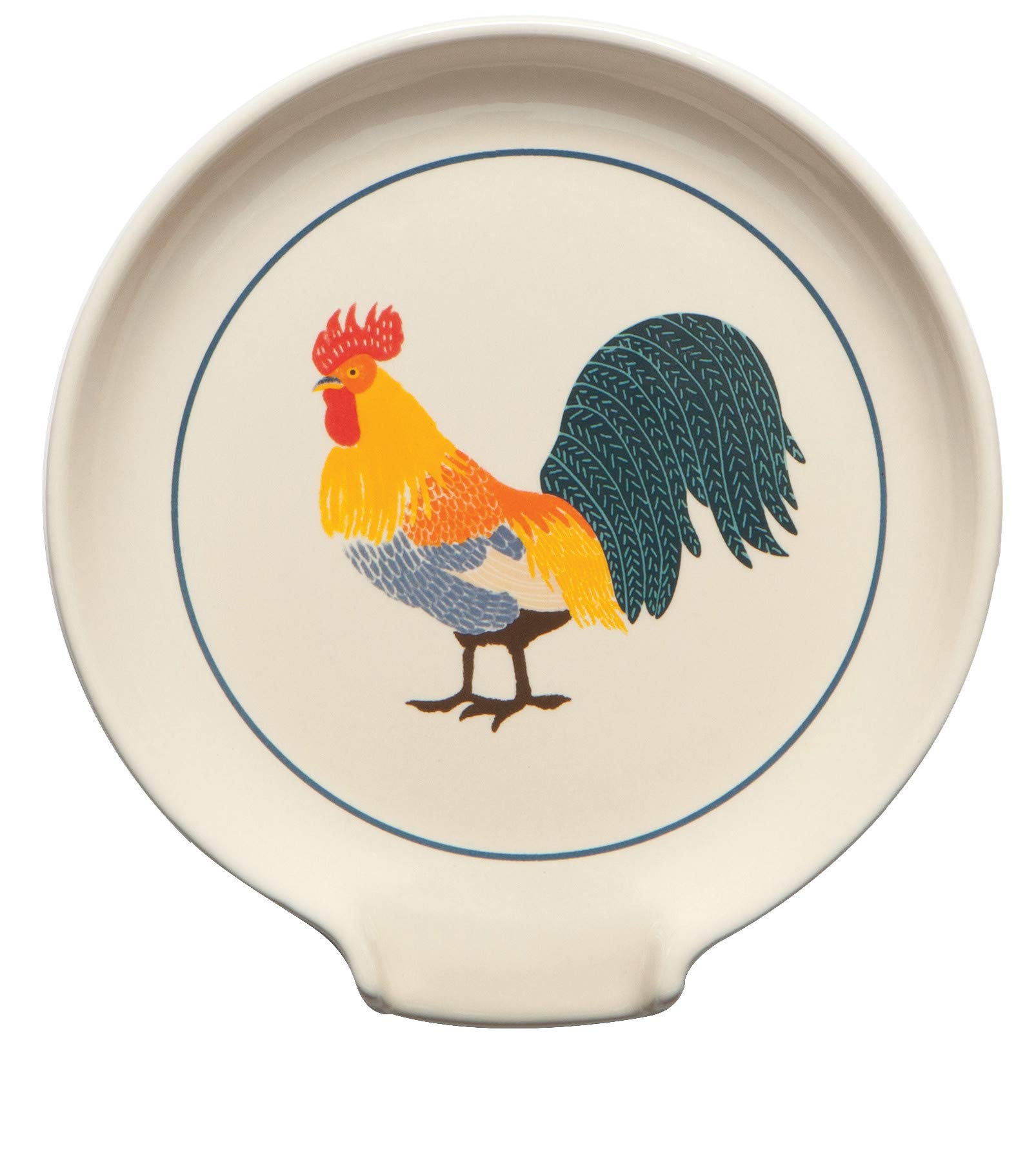 Now Designs by Danica Rooster Francaise Printed Stoneware Spoon Rest, W5.25 x L5.5