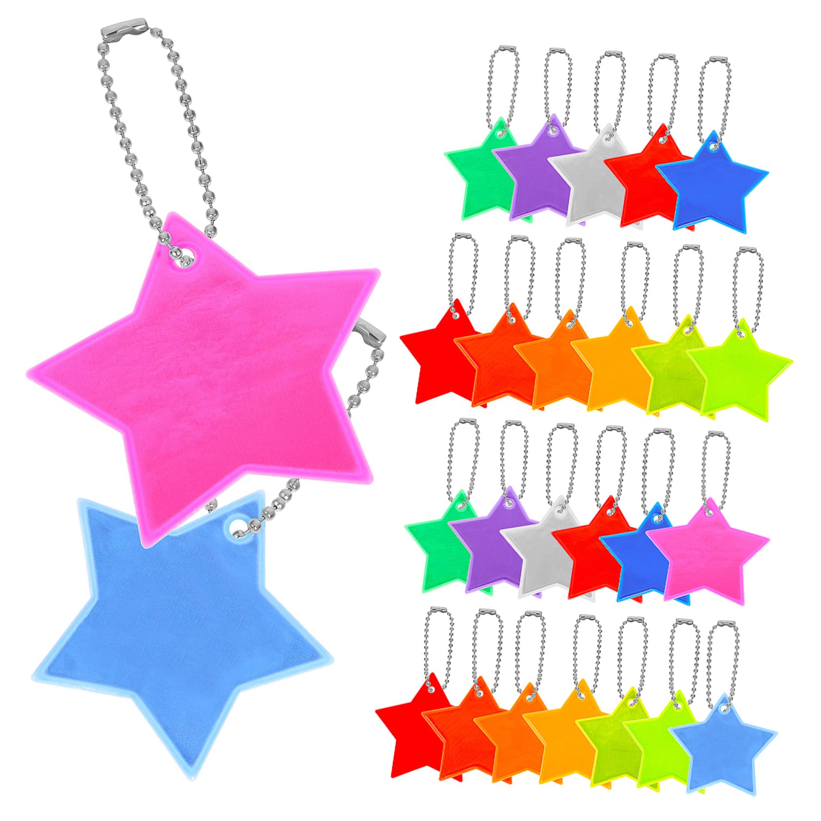 Yardwe 104stücke Sicherheitsreflektoren Teiliges Reflektierende Sternform Bunte Sicherheitsanhänger Für Rucksäcke Schlüssel Und Kleidung Für Junge Mädchen Und Nächtliche