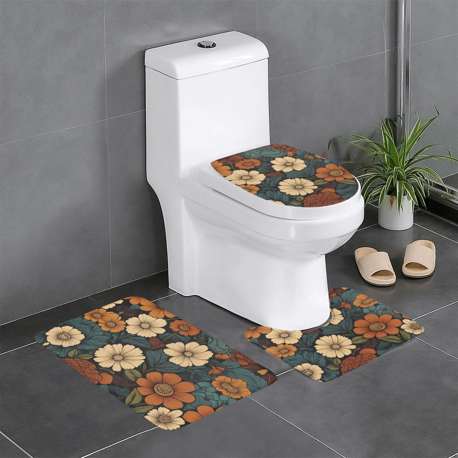 Tapis de salle de bain antidérapants WHJDPP motif floral et design ergonomique