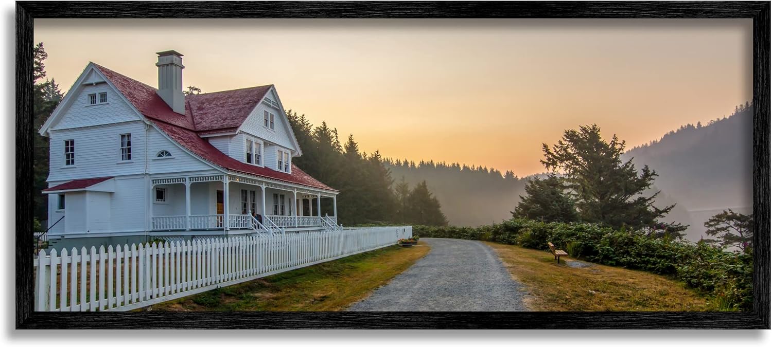 Stupell Industries Cozy Rural Country House Warm Mountain Sunset Framed Wall Art, Design By Jeff Poe