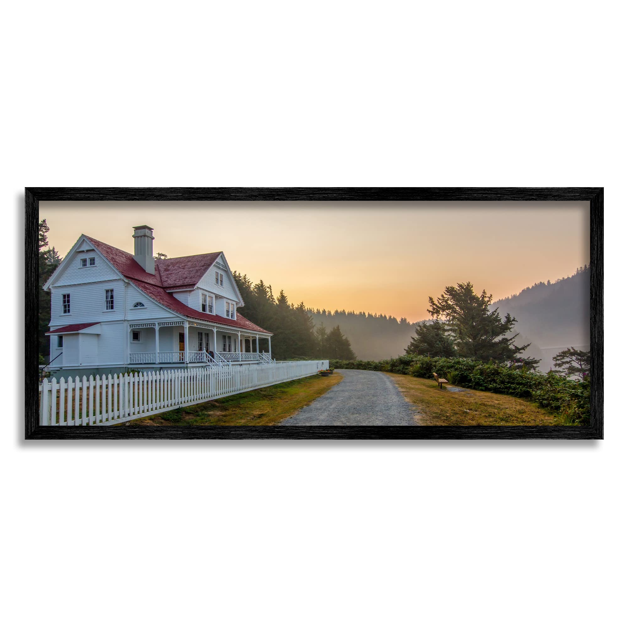 Stupell Industries Cozy Rural Country House Warm Mountain Sunset Framed Wall Art, Design By Jeff Poe