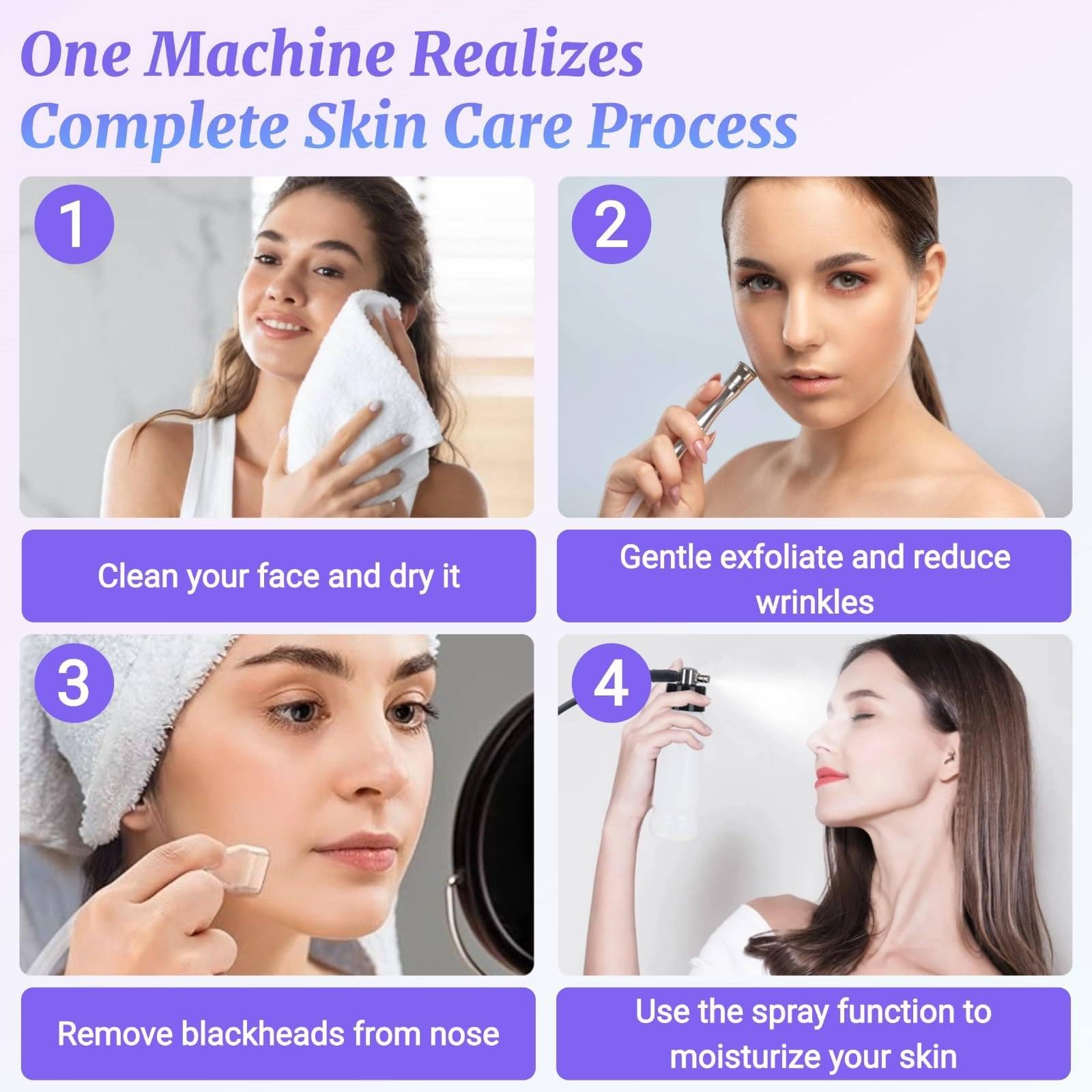 Máquina De Microdermoabrasión con Diamante, Dispositivo 3 En 1 para El Cuidado Facial, con Pulverizador De Vacío, Profesional para La Eliminación De Puntos Negros.