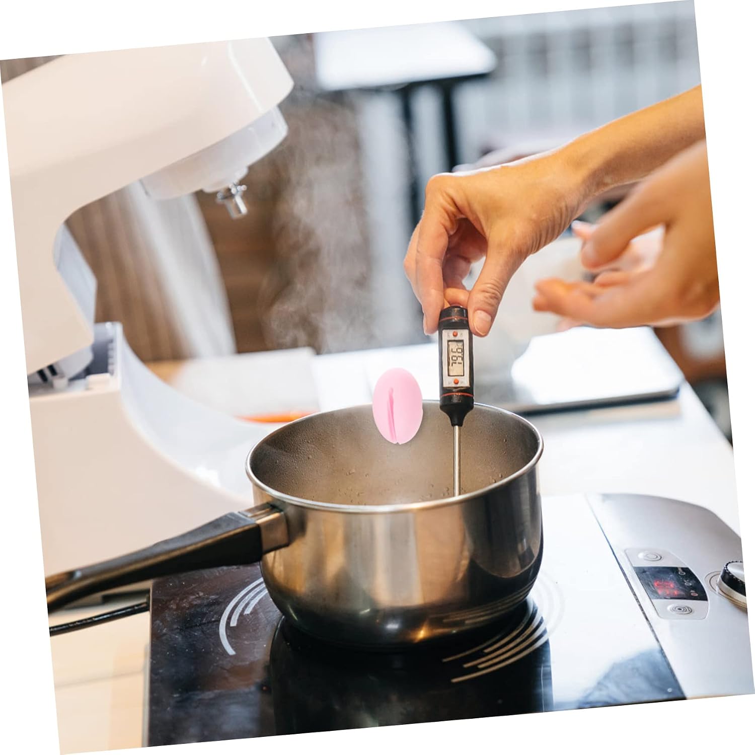 Pink Silicone Thermometer Pot Clip Holder for Candy Making
