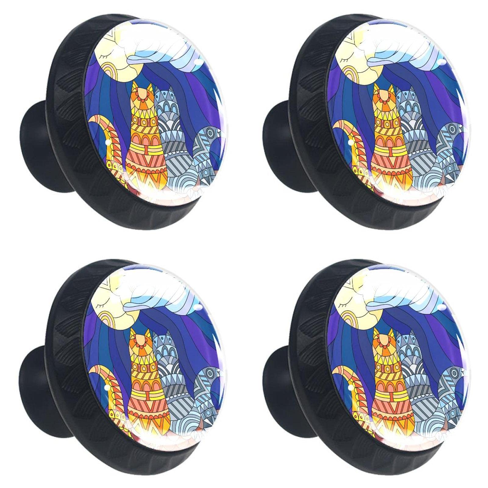 Boutons de tiroir en verre motif chat | Poignées premium de 30 mm pour mobilier raffiné