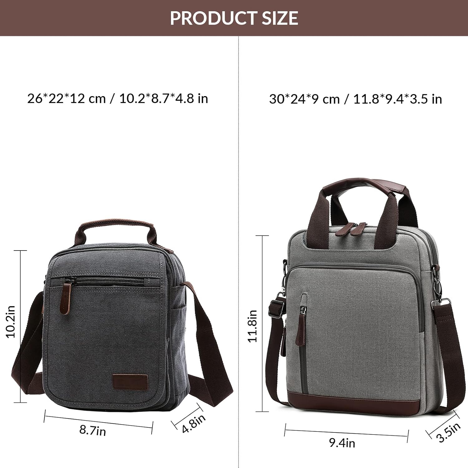 mygreen Small Canvas Crossbody Shoulder Bag Messenger Bag Work Bag | Work Bag - Image 3