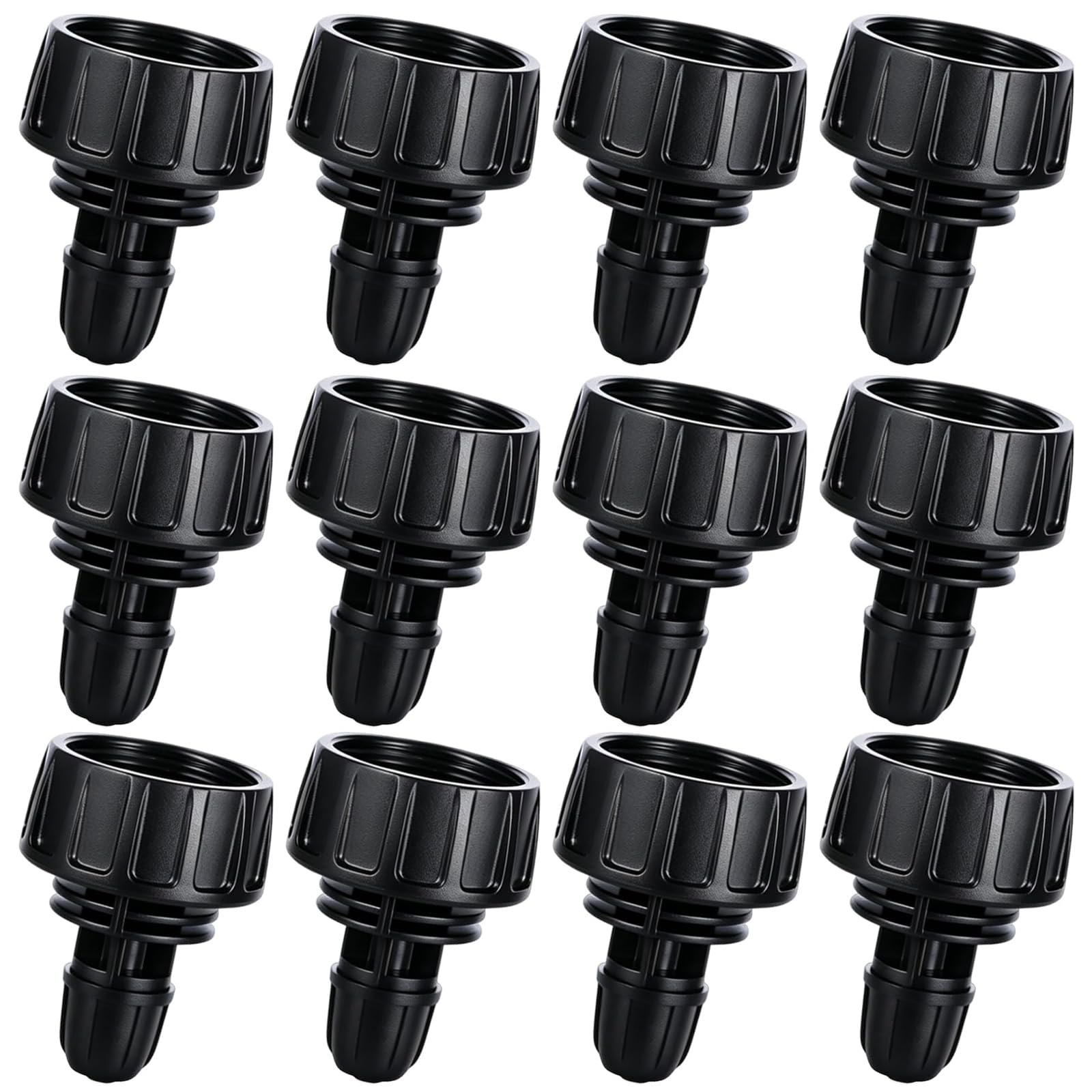 Msioytog Multicolor 12Pcs Strong Barbed Locks Caps Resistant Hose Adapters For 1/4 Inch Drip Irrigation Tubing & 3/4 Inch Faucets Erosion Shielded Pipe Joints