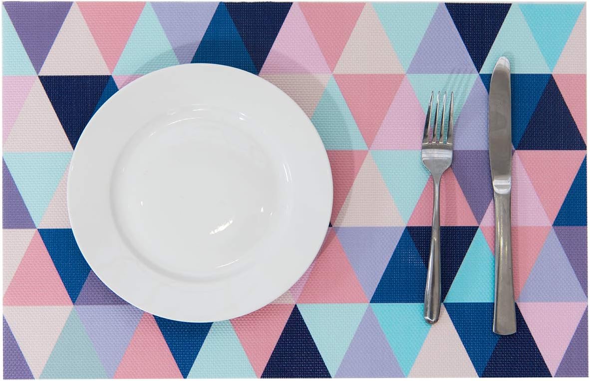 Colour Print Placemats,Placemats,Placemats for Dining Table,Heat-Resistant Placemats, Stain Resistant Washable PVC Table Mats,Kitchen Table mats,Sets of4