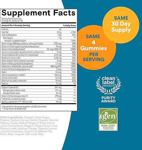 Miniatura 3 de Smartypants Multivitamínicos orgánicos para hombres vitaminas diarias de gomitas probióticos vitaminas C D3 B12 zinc y omega 3 para apoyo