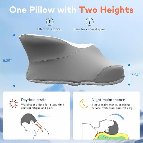 Miniatura 5 de Almohada cervical para el cuello para dormir de lado, almohada de espuma viscoelástica de contorno de mariposa para soporte de cuello y hombros,