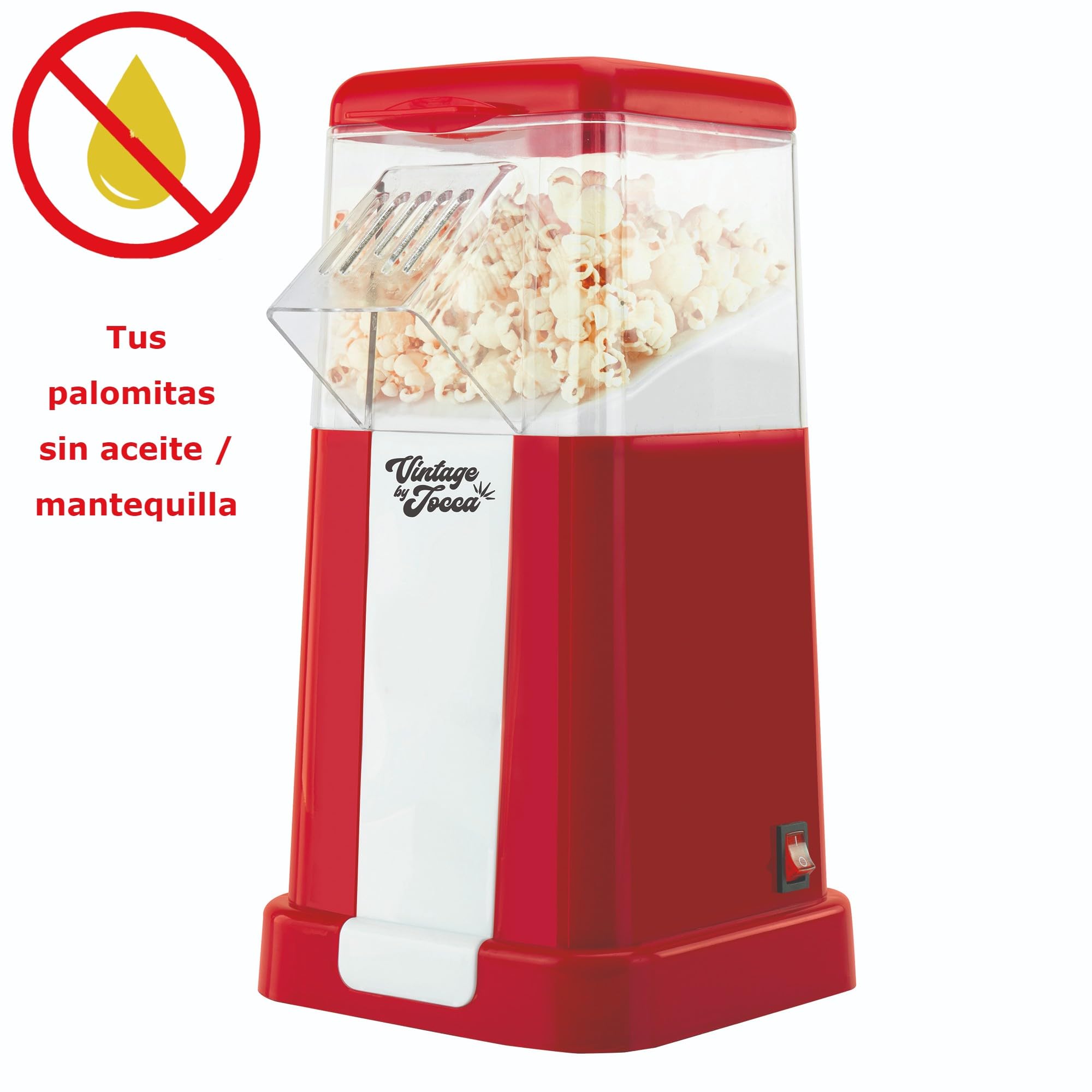 Jocca, Macchina per Popcorn 1500W, Senza Olio, Pronta in 3 Minuti, Capacità 280ml, Design Compatto