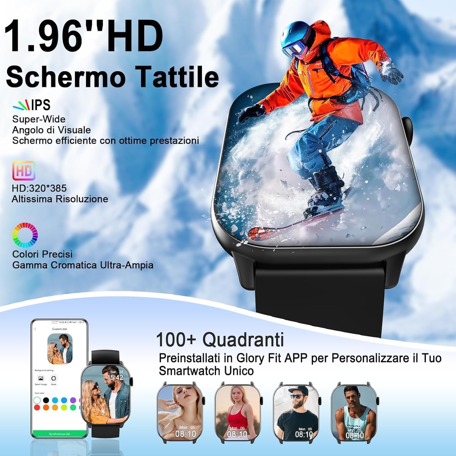 Smartwatch Herren Damen, 1,96" HD Smartwatch 2026 mit Telefonfunktion, Smart Watch Fitnessuhr 113+ Sportmodi, IP68 Wasserdicht, Sportuhr mit Herzfrequenz Schlafmonitor Schrittzähler, für iOS Android