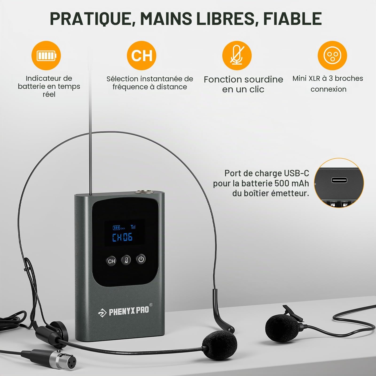 Phenyx Pro Système de micro cravate numérique unique PDP-1-1B