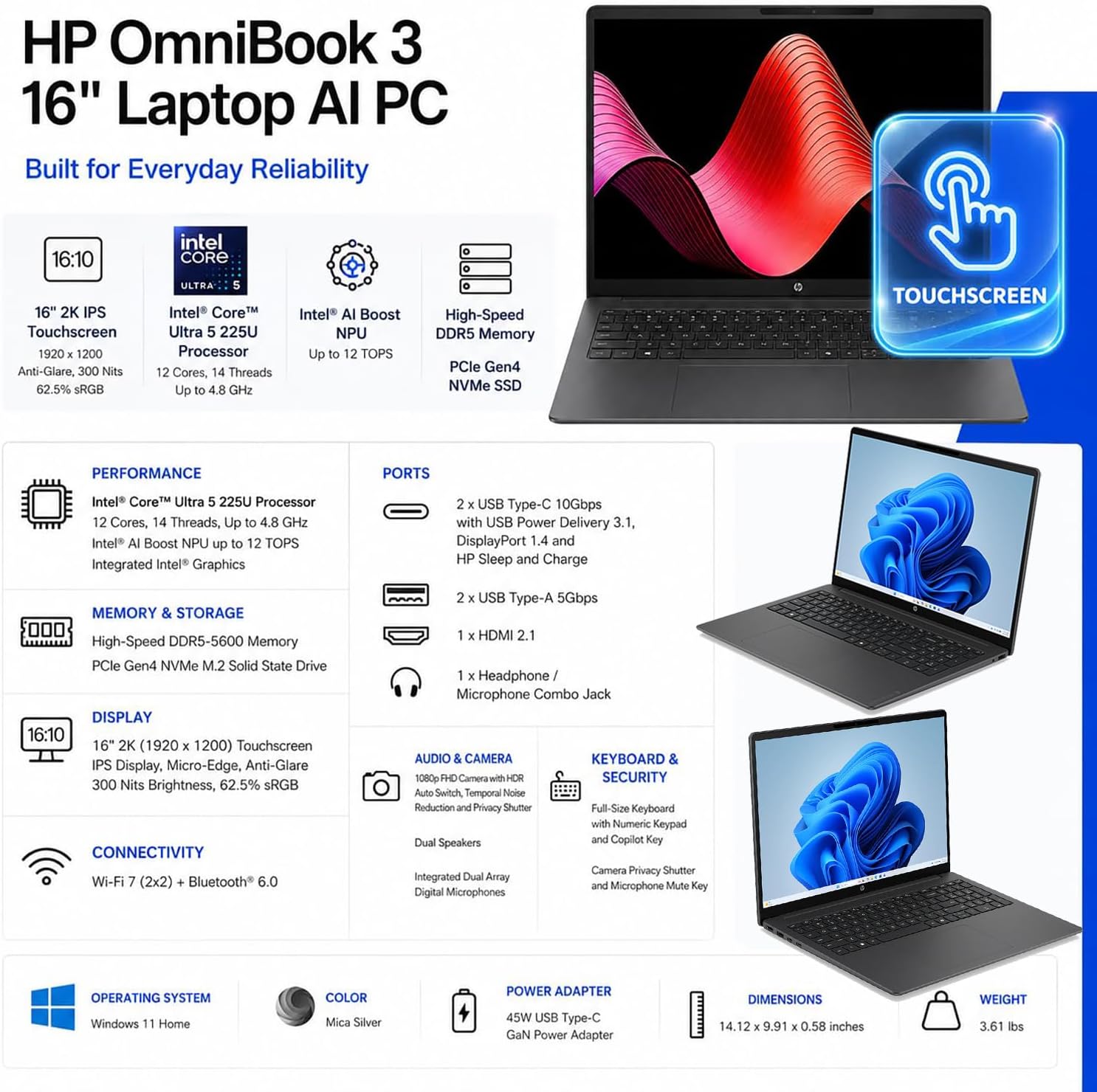 HP 16" Pavilion Business Laptop, Intel Ultra 5 125U, 32GB DDR5, 1TB SSD 3 71Q2YsUhlaL. AC SL1500