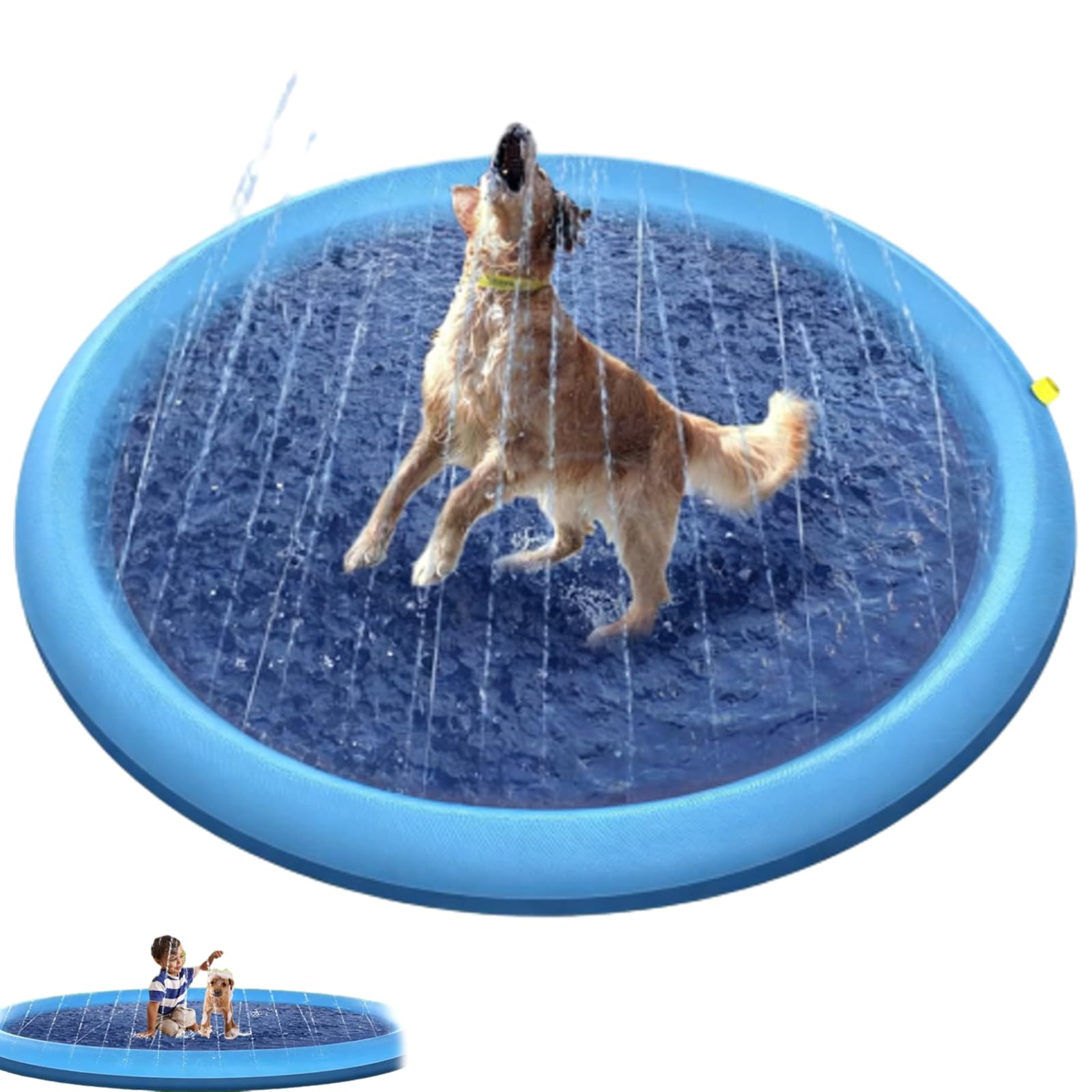 Luvura Dog Sprinkler，Non-Slip Tear-Proof Outdoor Water Play Pool for Dogs & Kids,Outdoor Summer Water Play Toy for Backyard & Garden Party (67in)