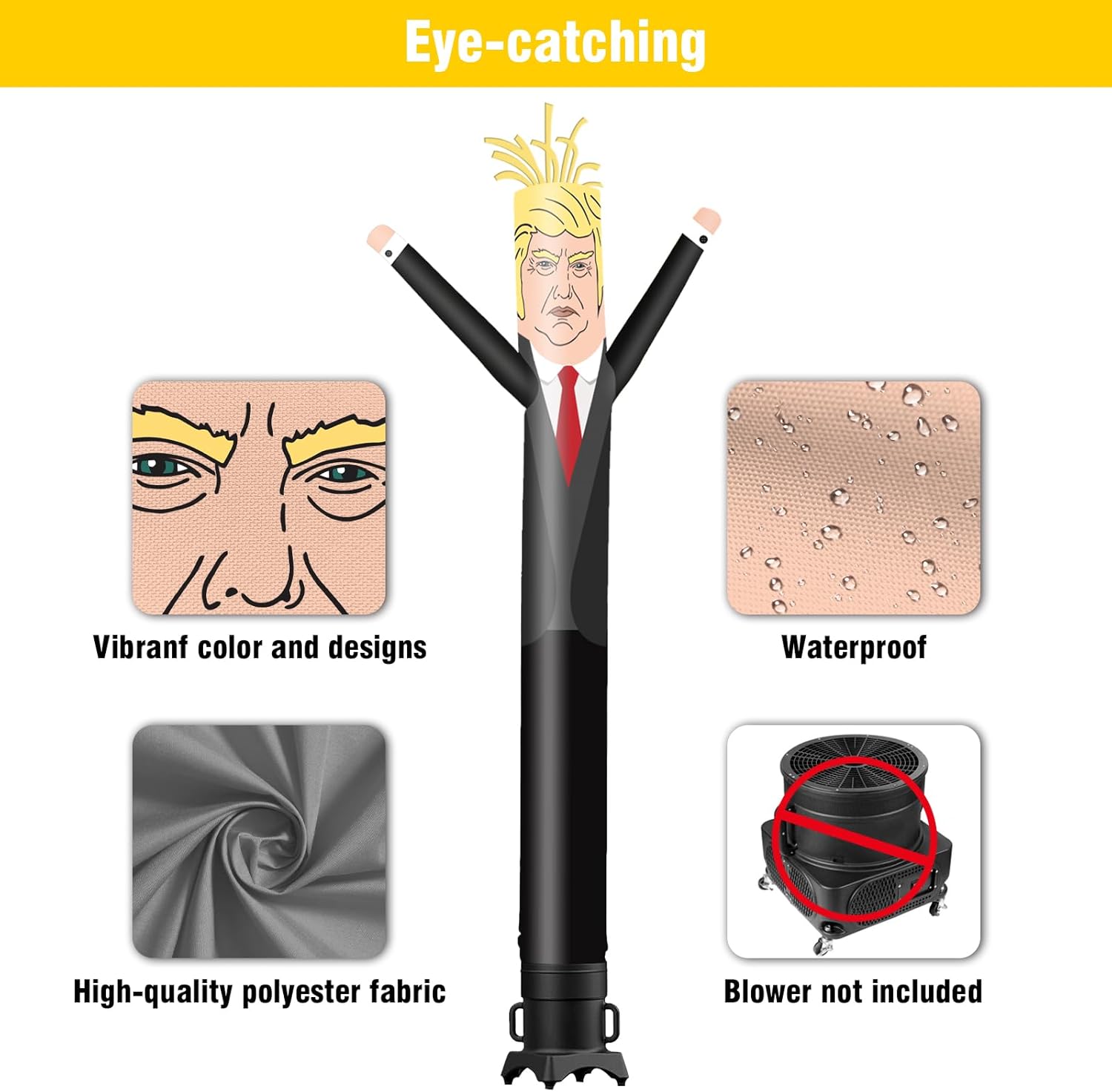 20FT Tall Inflatable Tube Man (18''Diameter) Wacky Wavy Dancing Guy for Outdoor Decoration Advertising Business Promotion - Black (Blower Not Included)