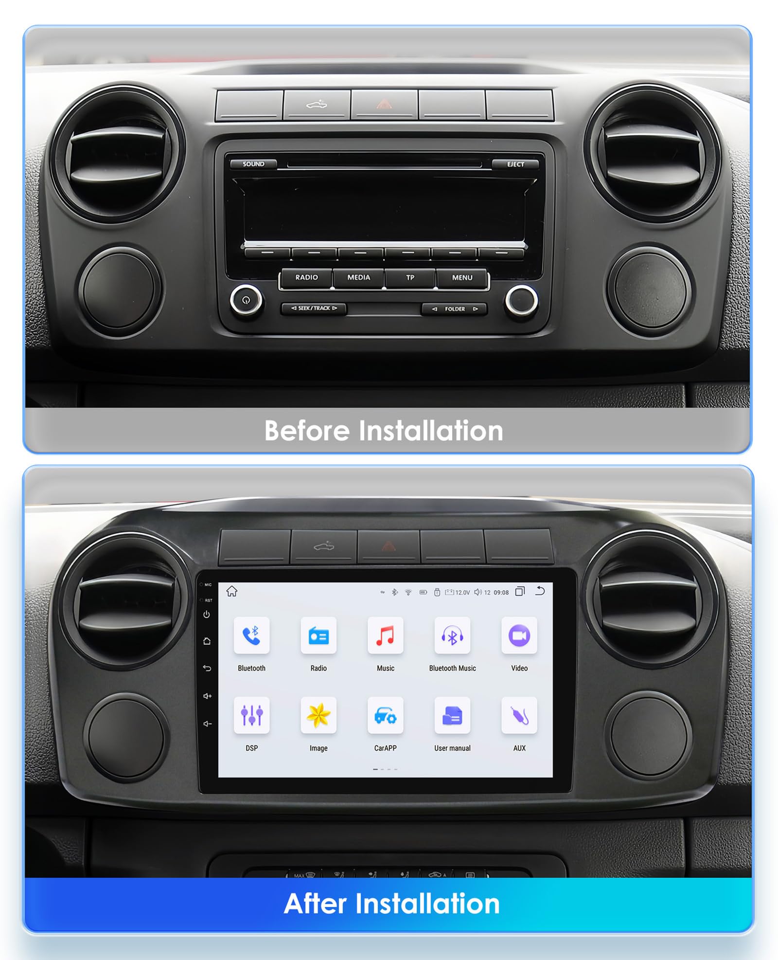 ,M6 plus 2,Android 15 Radio 2 Din Stereo z 4G WiFi Carplay Android Auto dla Amarok 2010-2015 Upgrade Touch Screen GPS Navi 10'' MP5 Multimedia Odtwarzacz wideo FM BT Odbiornik