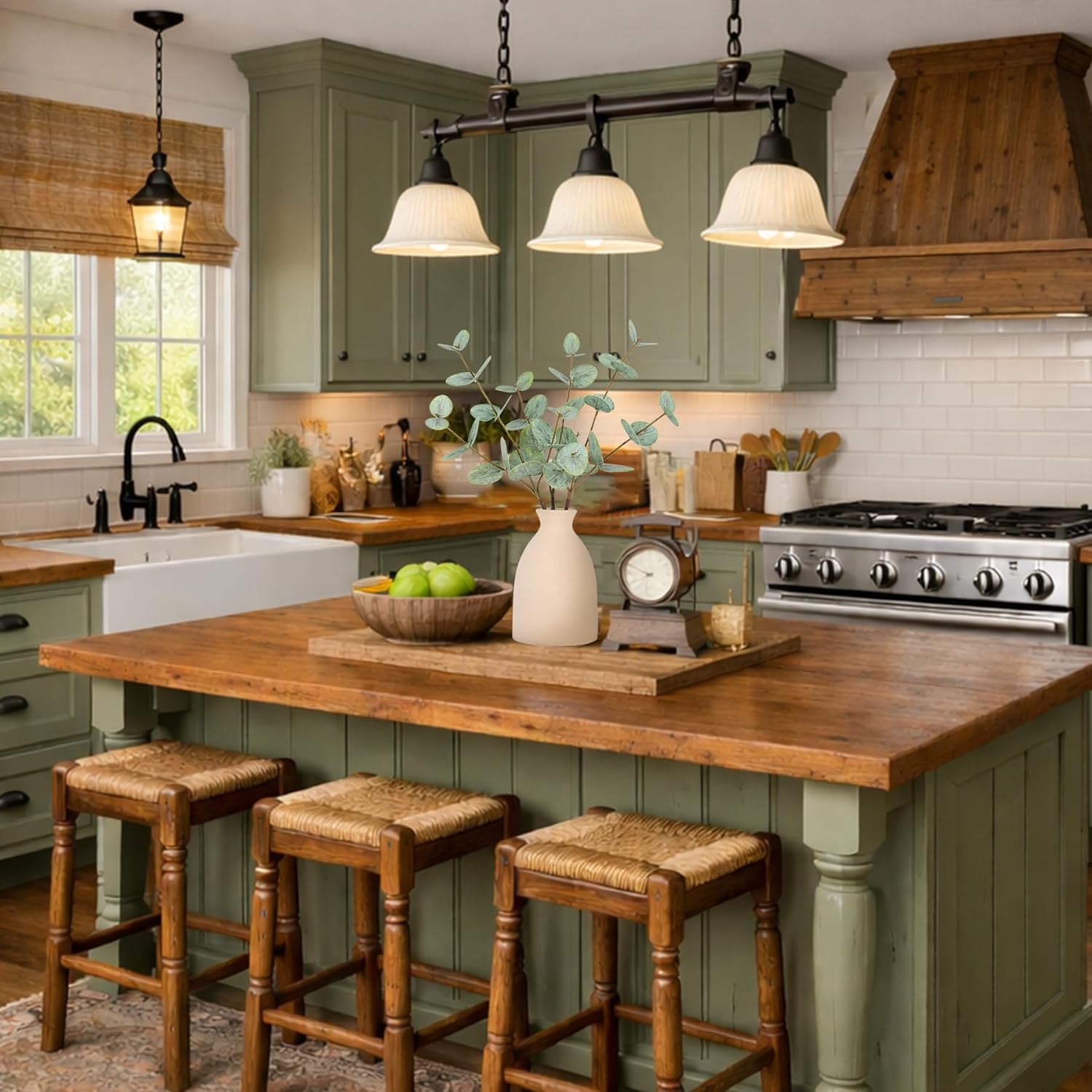 17" Artificial Eucalyptus Stems Potted Plant,Realistic Indoor Greenery Fake Eucalyptus Plants with Vase,Small Minimalist Faux Bathroom Desk Plants in Vase for Home Office Shelf Decor