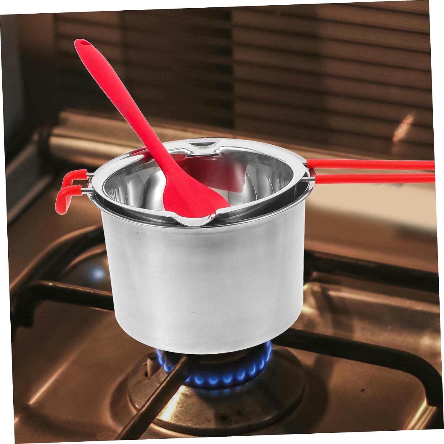 Stainless Steel Melting Pot Set for Chocolate Butter and Wax Double Boiler with Heat-resistant Handle and Spatula for Baking and Candle Making