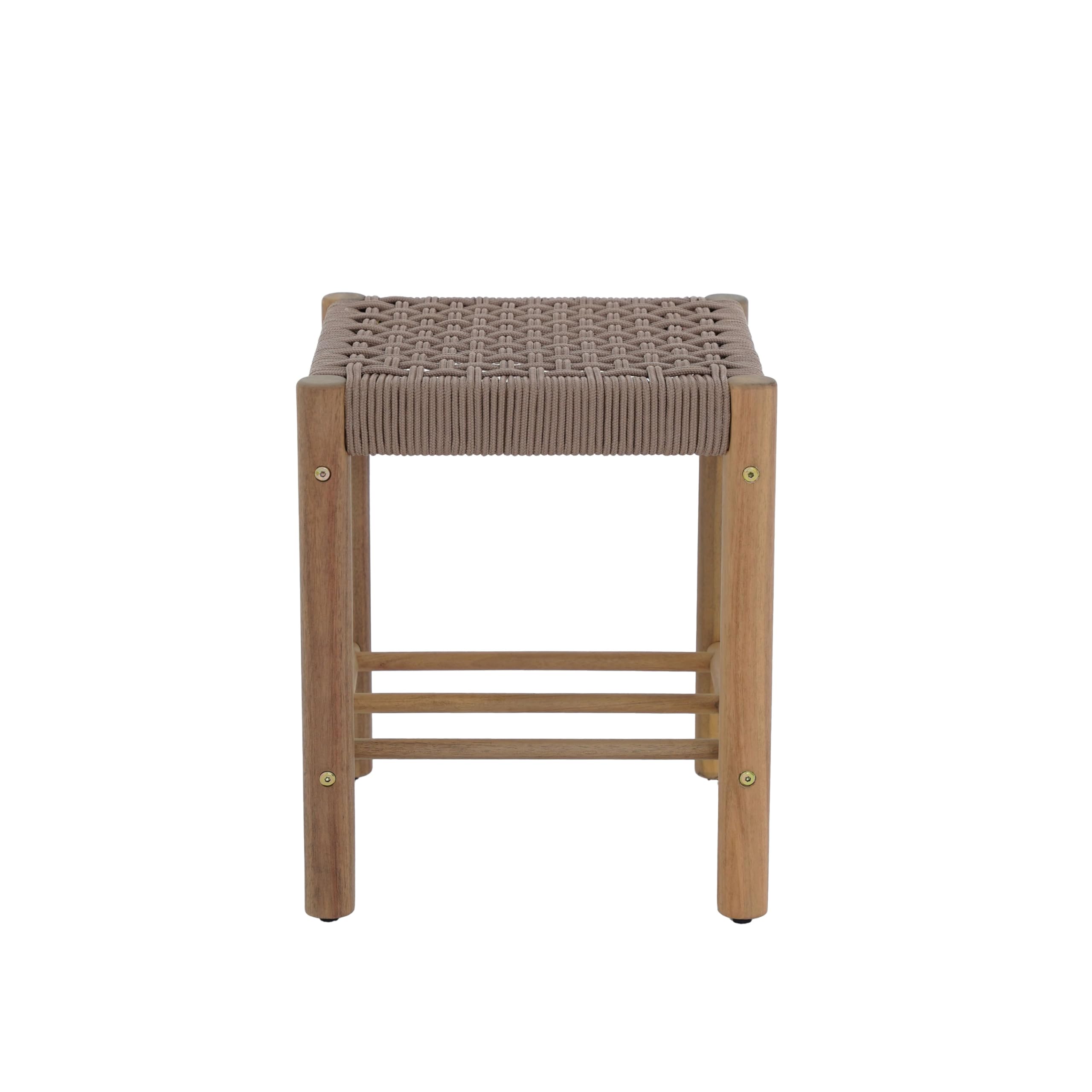 BAÏTA Tabouret intérieur et extérieur AVI en Bois d'acacia et Corde Marron Clair