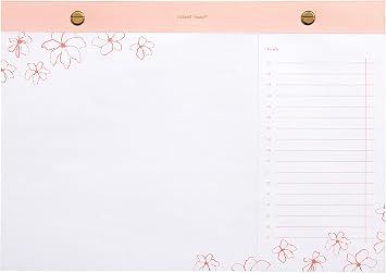 russell+hazel Riveted Paper Bloc Notepad, Office Supplies, Blush with Gold Accents, 10" x 7", 80 Sheets