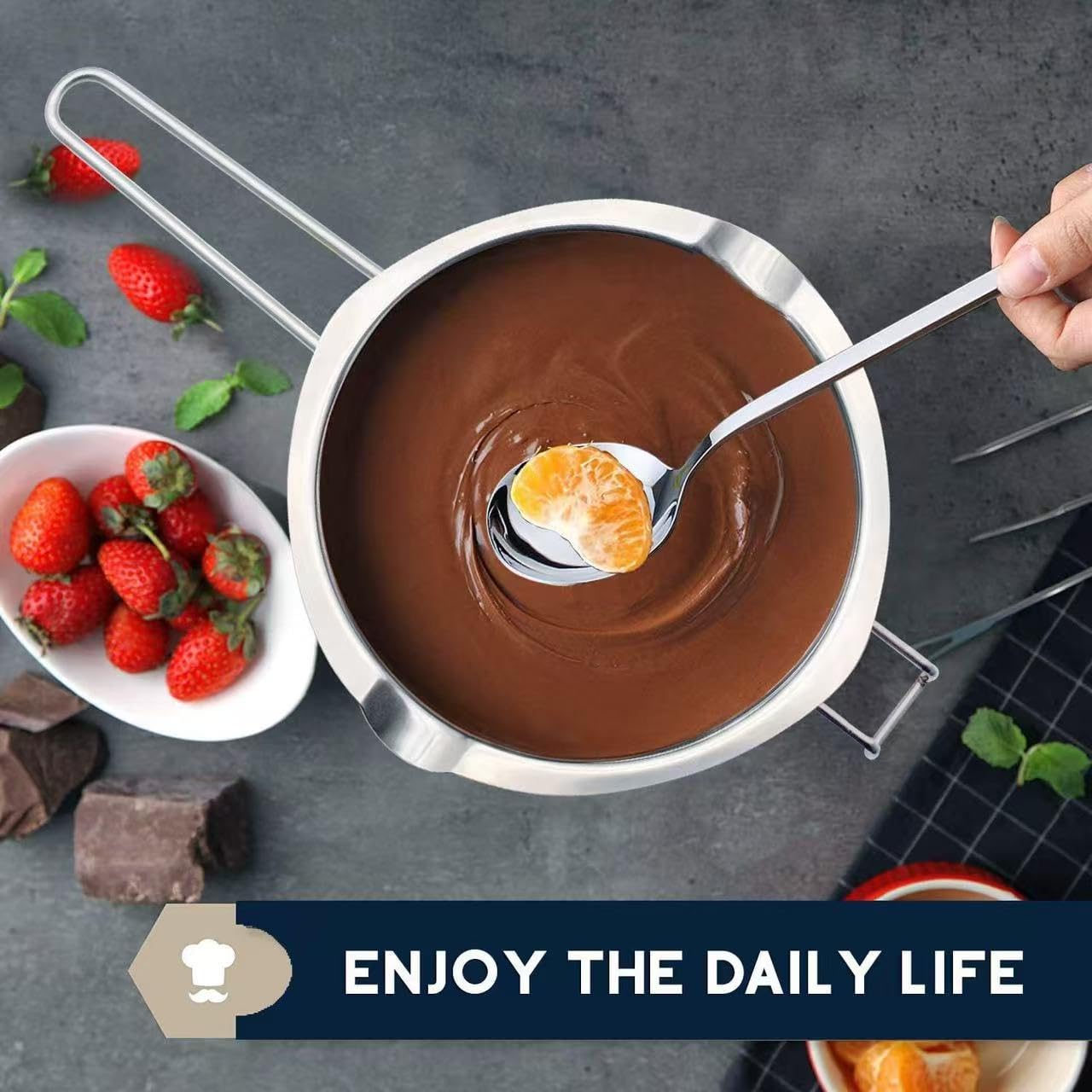 Cuenco de fundición de chocolate de acero inoxidable universal para fundir la herramienta de horneado, olla doble, olla de fusión caliente, chocolate, mantequilla, queso, caramelo, dulces,