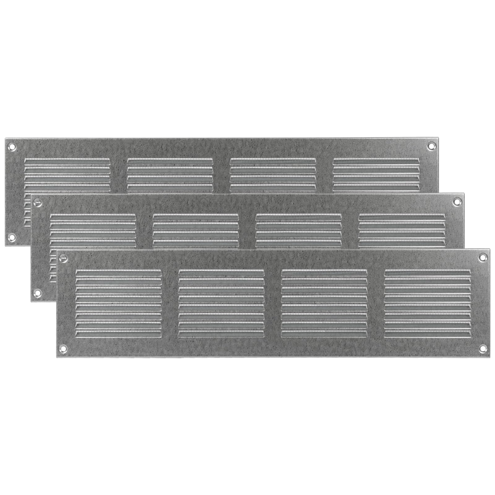 Grilles d'aeration galvanisees Vent Systems 40x10 cm lot de 3 avec grille anti-moustique