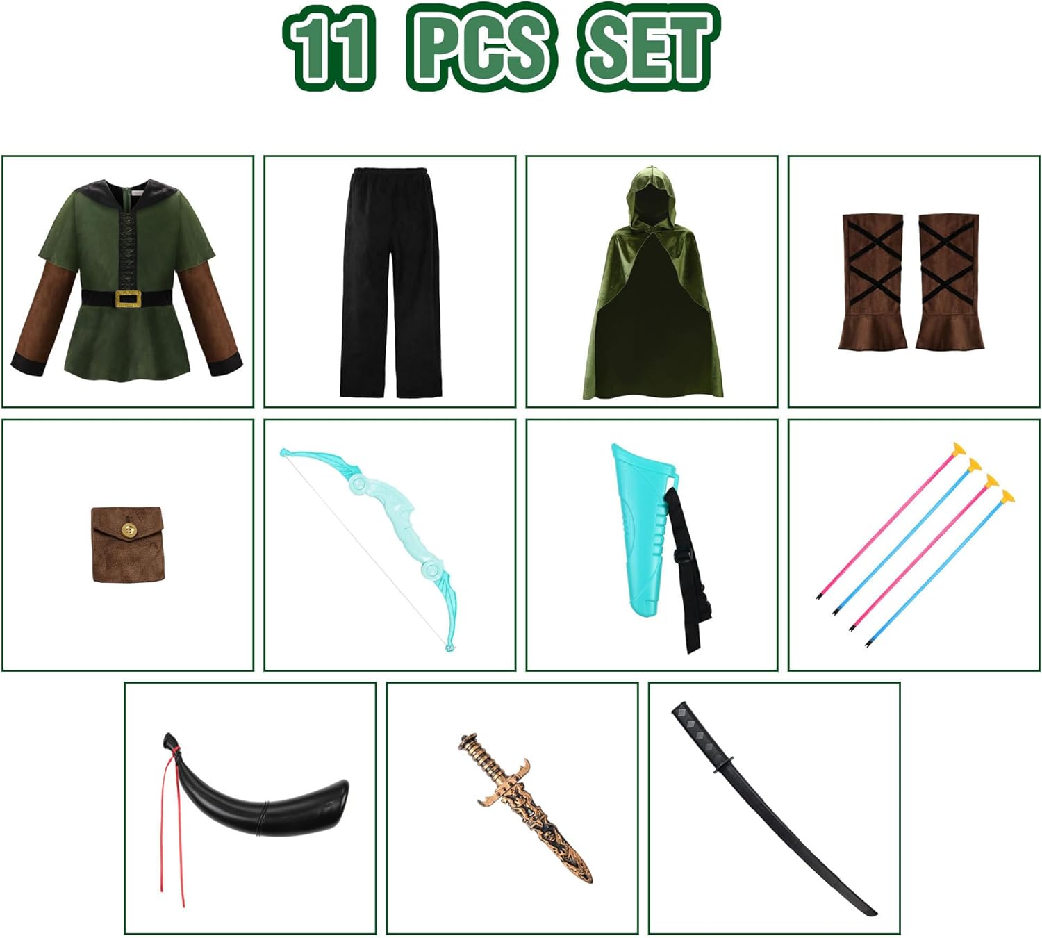 ReliBeauty Kids Archer Costume Boys Girls Hunter Costume with Cape,Green - Image 5