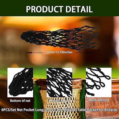 Miniatura 2 de Juego de 6 bolsillos para mesa de billar, accesorios de nailon para mesa de billar, accesorios de nailon para billar, accesorios para billar,