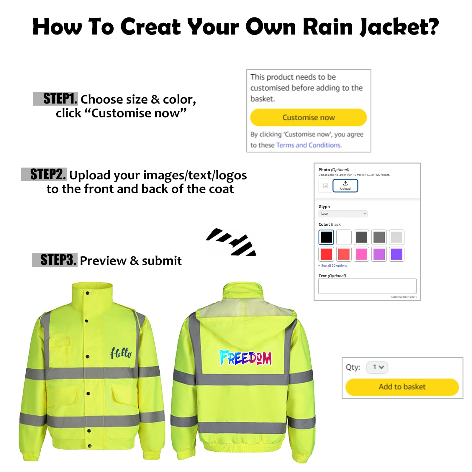 Personalisierbare Warnschutz-Bomberjacke, individuelles Logo, Sicherheitsmantel, wasserdicht, Arbeitskleidung für Herren, mit Kapuze