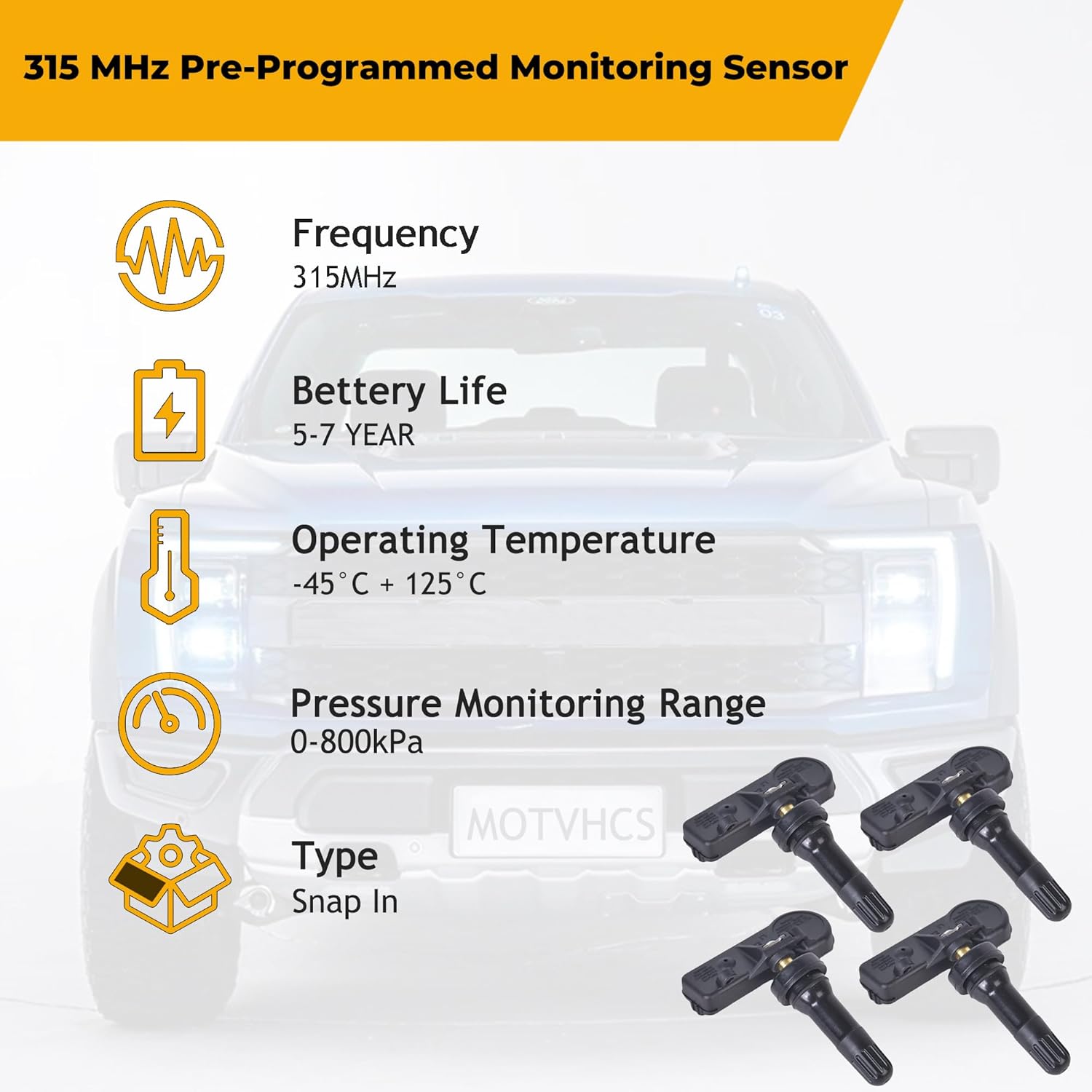 TPMS Sensors Set of 4 Pre-Programmed Tire Pressure Sensor 315MHz Fit for Ford 2009-2014 F-150 2009-2019 Escape 2011–2014 Explorer Lincoln MKZ MKX Replaces CM5T-1A180-AA 9L3Z-1A189-A