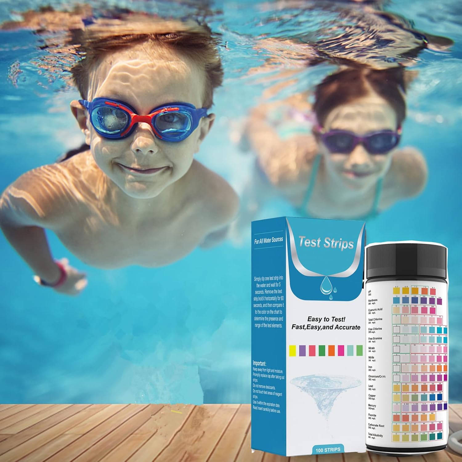 100pcs 16 in 1 Pool Test Strip, Drinking Water Test Strip PH Water Quality Test For Aquarium