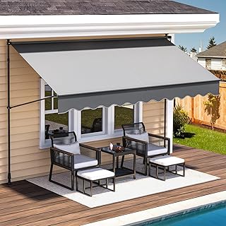 CJYSHOP Manual Retractable Awning Balcony Awning with Hand Crank
