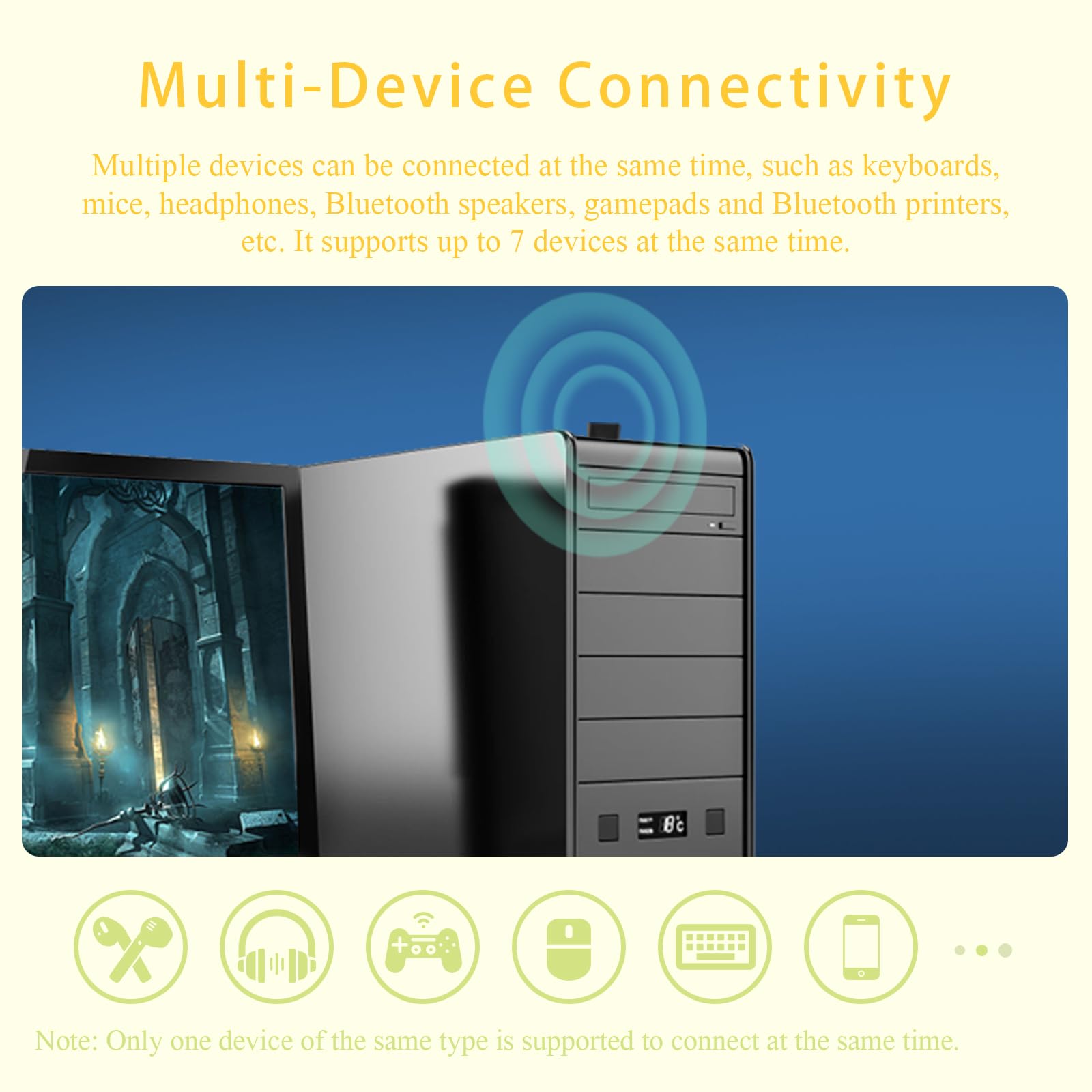 Chiavetta Bluetooth 5.4 per PC Bluetooth USB Adattatore Bluetooth Trasmettitore Low Latency，Plug & Play für PC,Mouse, Tastiera, Cuffie, Telefono Cellulare, Altoparlanti con Windows 11/10/8.1（Nero)