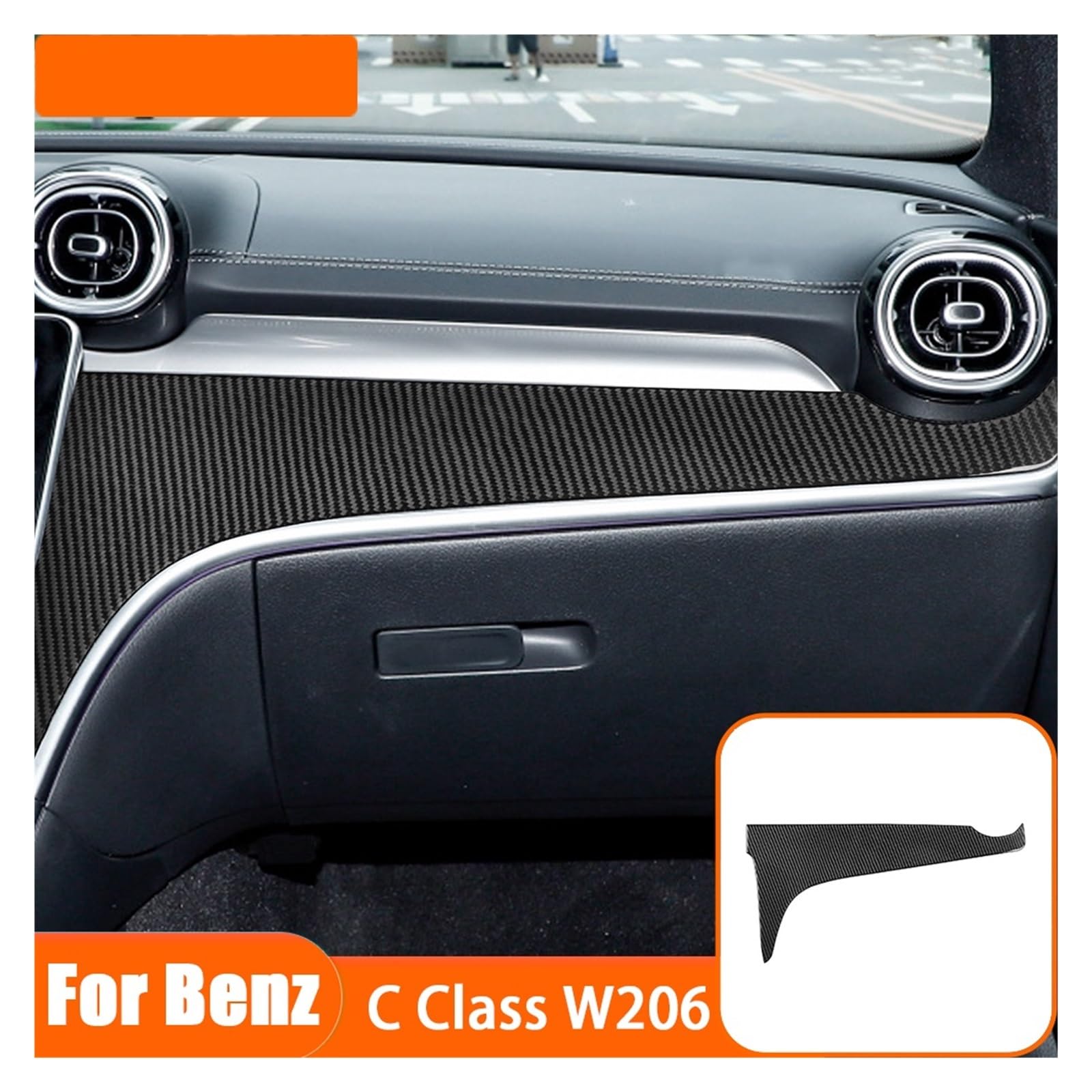 Naklejki na panel boczny i boczny pilota, modyfikacja naklejki wewnętrznej, kompatybilne z akcesoriami samochodowymi W206 2022, włókno węglowe | Copilot Both Sides Modification Car Accessories Carbon Fiber(Black Carbon)