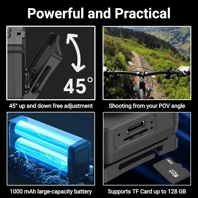Head Mounted Camera, 1080P Sports Video Camera con Luz LED miniatura 5