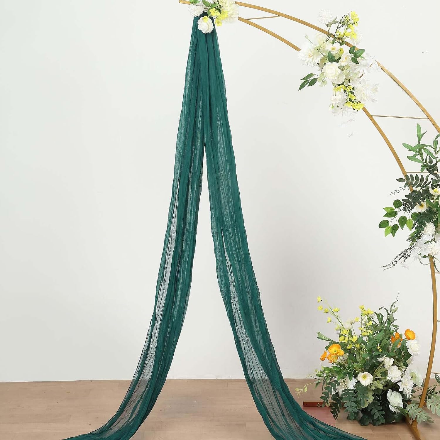 Efavormart 20ft Peacock Teal Gauze Cheesecloth Wedding Arch Drapery Fabric, Extra Long Moody Scarf Valance for Dramatic Backdrop and Gala Decor