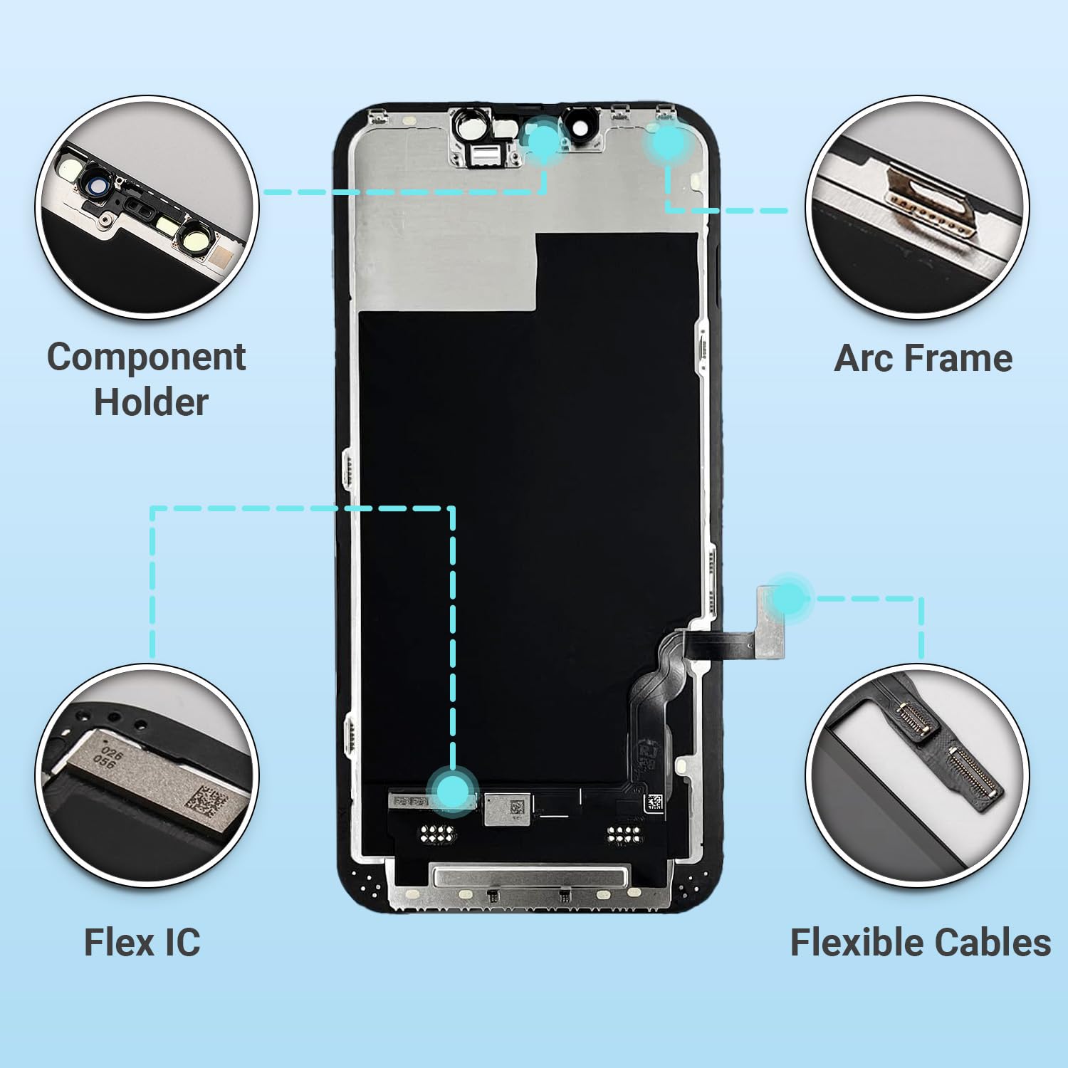 Display per iPhone 13 Schermo LCD di Ricambio 6,1 Pollici Touch Screen con Vetro Digitizer Montato e Kit di Strumenti per la Riparazione