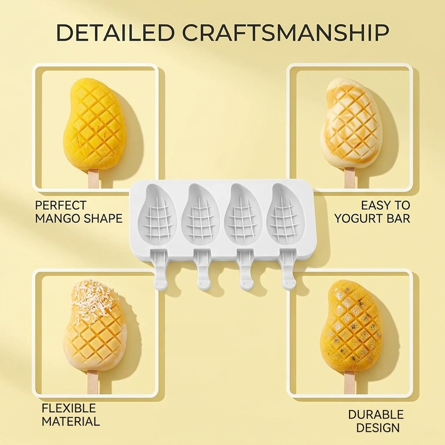 Mango Mold, Cakesicle Mold for Baking, Ice Cream Molds for Ice Cream and Chocolate, Easy Release Design, Ideal for Home Kitchen Use
